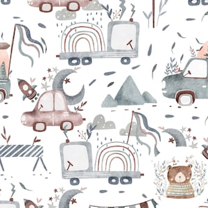 Transport Seamless Pattern Space Seamless Digital Paper Space Scrapbook Paper Car Repeat Pattern for fabric Transport Pattern Boy Clothing