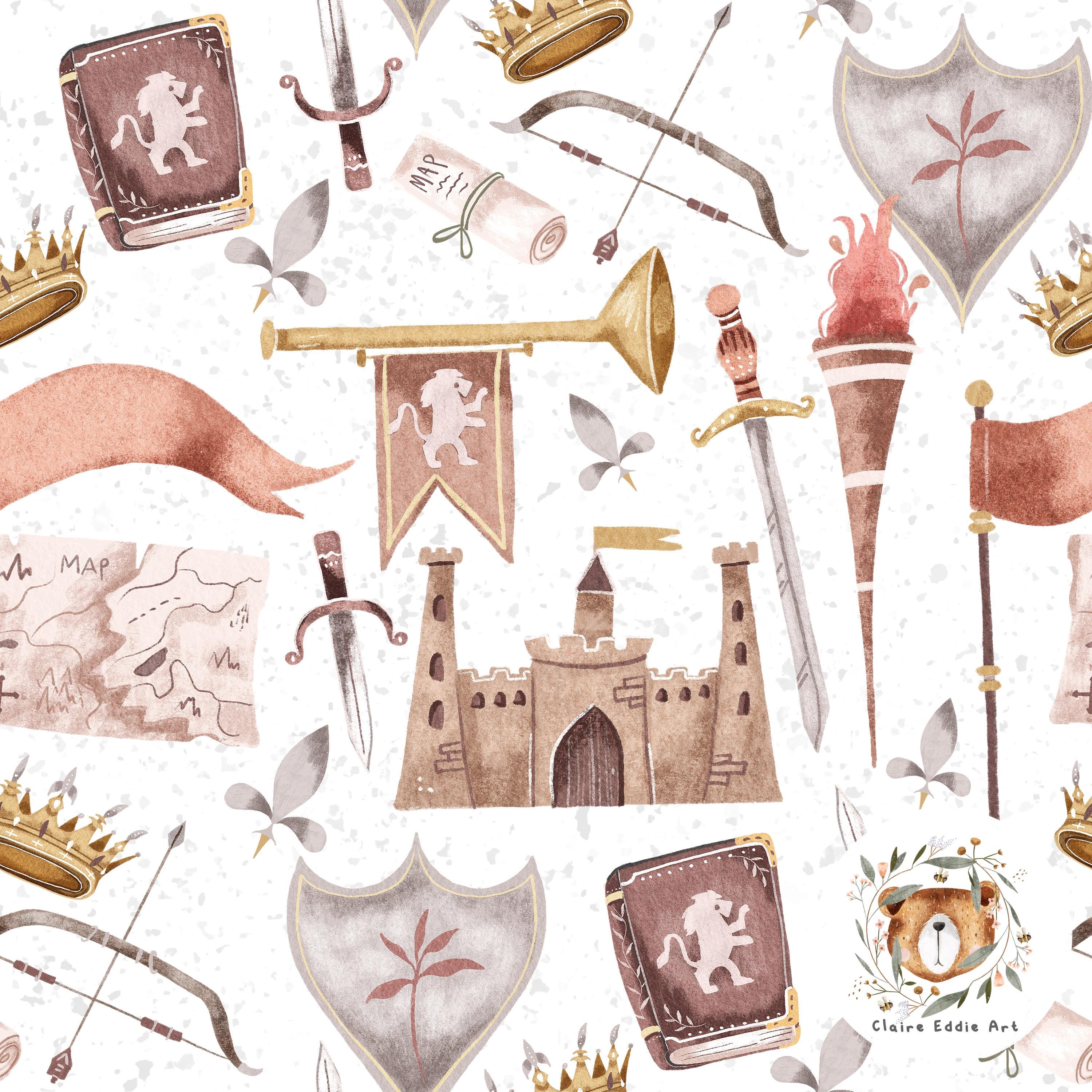 Knight Seamless Pattern Boys Medieval Repeating Pattern for Fabric ...