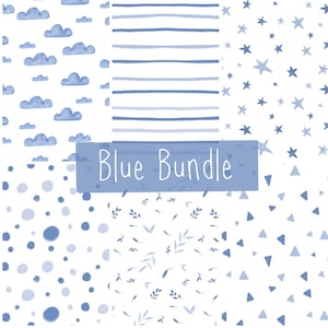 6 motifs sans couture, papiers numériques sans couture pour nouveau-né, lot de papiers bleus pour scrapbooking, motifs répétés à rayures pour le tissu, étoiles sans couture
