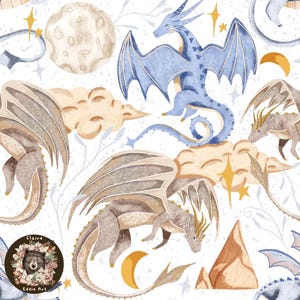 Dragon Seamless Pattern Boys dragon repeating pattern for fabric Fairytale seamless file Magical pattern Mythological seamless Mythical