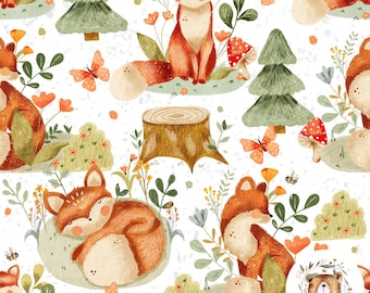 Seamless Pattern cute Fox Seamless fox Pattern for fabric Woodland animal repeating pattern fox surface pattern Forest seamless pattern