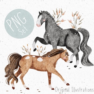 2 PNGs für Sublimation Pferd Clipart Bundle Pferd Reiten PNG Set Niedliches Pferd Clipart Pferd Mädchen PNG Schwarzes Pferd Mädchen Clipart Kommerzielle Nutzung