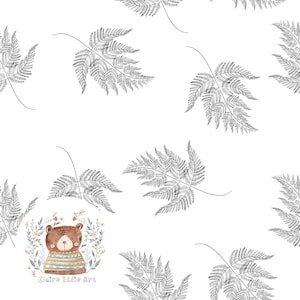 Naadloos patroon Fern Naadloos digitaal papier Foliage Plakboekpapier Bloemenherhalingspatroon voor stof Botanische naadloze bestand zwart & wit