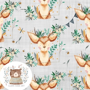 Seamless Pattern for fabric seamless file baby deer repeat pattern for kids repeating pattern woodland animal seamless linen background