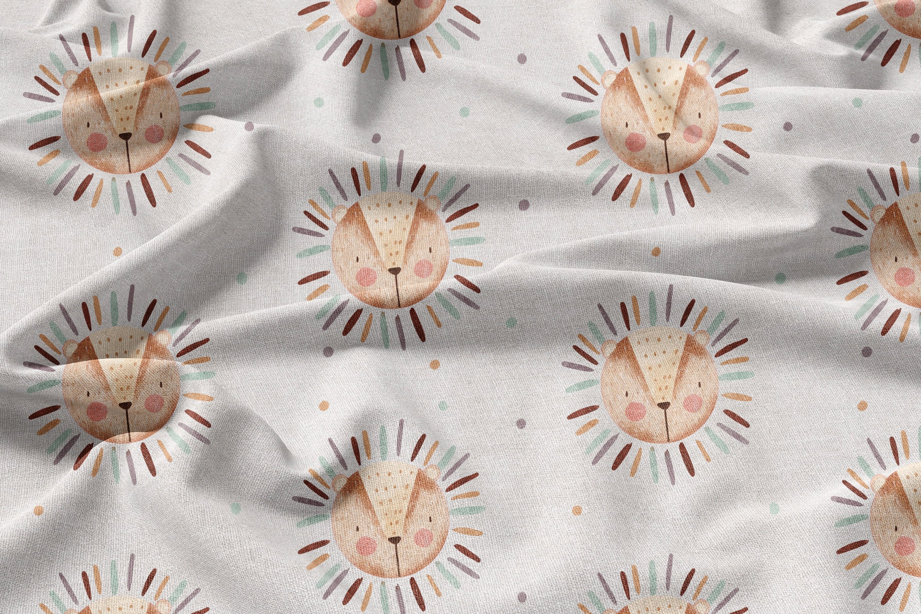 Cute Lion Head Seamless Pattern Safari Repeating Pattern for Fabric ...