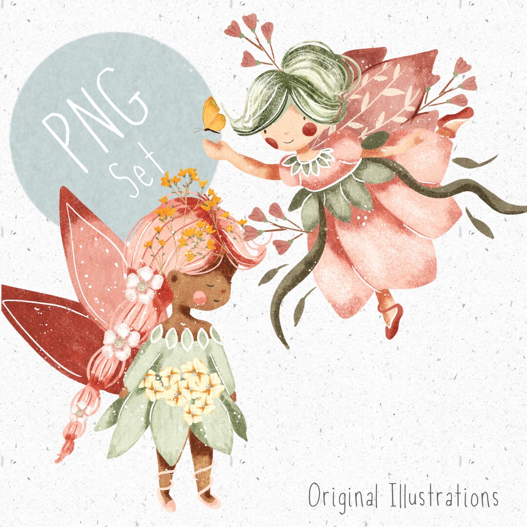 2 Pngs for Sublimation Fairy Clipart Bundle Fairytale PNG Set Girls ...