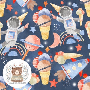 Patrones sin costuras para niños Papel digital espacial Patrón de repetición de helado para tela Impresión sin costuras para recién nacidos Tela espacial Archivo sin costuras celestial