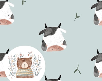 Seamless Pattern Cow Seamless Digital Paper Farm Scrapbook Paper Cow Repeat Pattern for fabric Farm Animal pattern for kid clothing