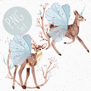 2 PNG pour sublimation Woodland PNG ensemble forêt Clipart enfant vêtements cerf png fée Clipart mignon cerf png Fantasy Clipart lunatique png faon