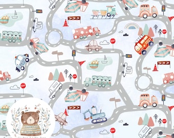 Strada con motivo senza soluzione di continuità, carta digitale senza soluzione di continuità, mappa stradale, carta per scrapbooking, trasporto, motivo ripetuto per tessuto, modello di costruzione per ragazzi