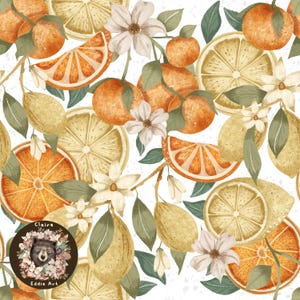 Frutta Seamless Pattern Arance Ripeti il motivo per tessuto Limone carta digitale Cedro senza soluzione di continuità Estate sublimazione motivo alimentare Floreale senza soluzione di continuità
