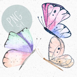 Conjunto de 3 PNG para sublimación Mariposa Clipart para niños niñas png Insecto Clipart Pastel mariposas PNG Bebé niña Clipart lindo insecto png rosa