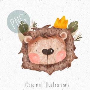 PNG para sublimação, cabeça de leão PNG, png Roupas infantis, arquivo png de leão, clipart de leão, clipart de animais da selva, png Uso comercial, Safari PNG