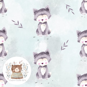 Woodland animal Seamless Pattern wolf repeating pattern for fabric Baby boy seamless file Newborn repeat design Woodland digital paper cute