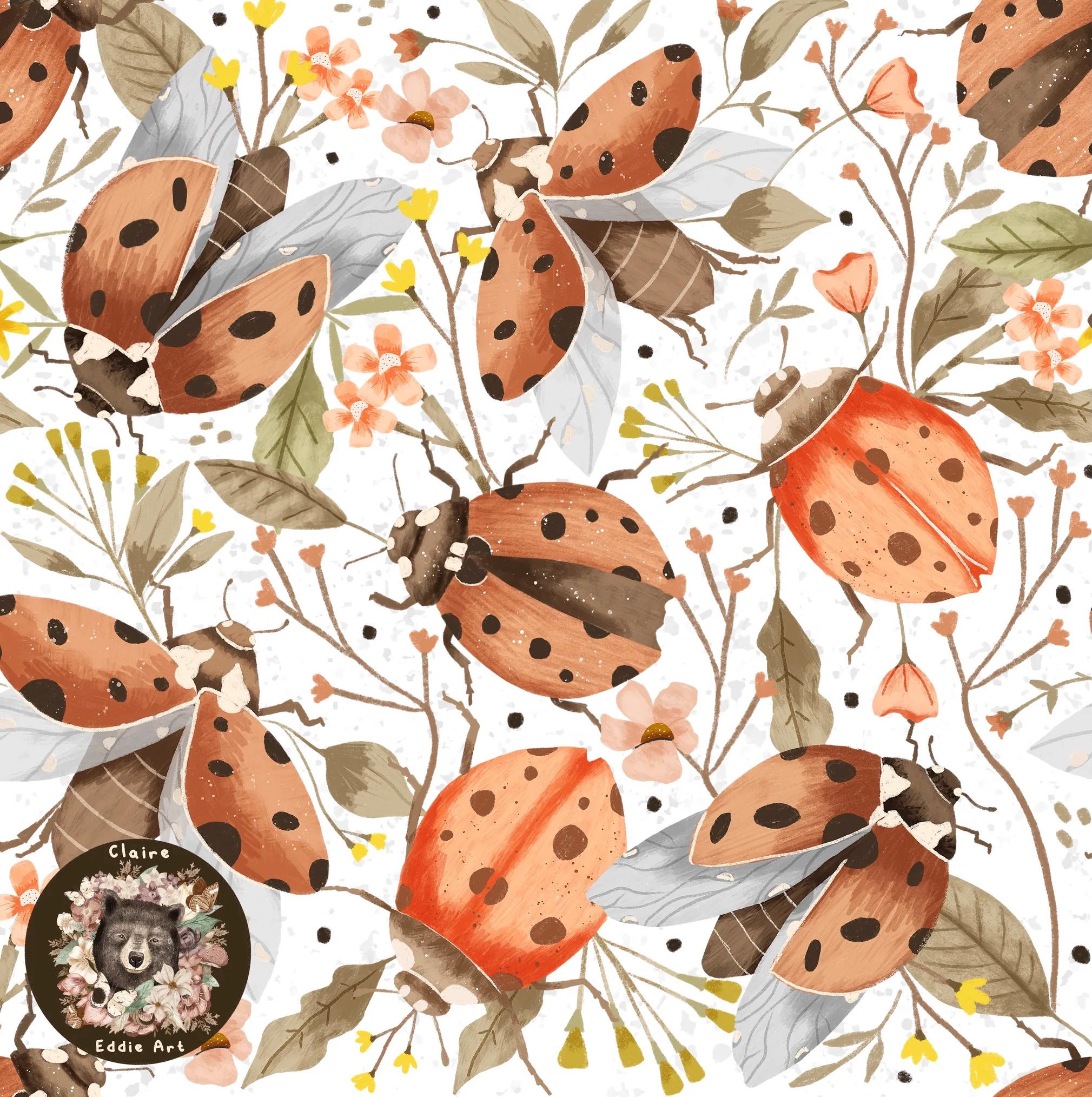 Ladybug Repeat Pattern Ladybug Seamless Pattern Ladybird Repeating Pattern for Fabric Insect ...
