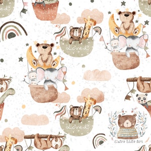 Modello senza cuciture spaziale Simpatici animali Carta digitale Carta da album notturna Nuovo modello ripetuto per bambini per tessuto Modello pigiama per bambini Woodland
