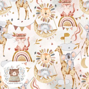 ESCLUSIVO COLORE Seamless Pattern acquerello giungla Seamless Pattern per motivo di superficie animale per bambini con motivo ripetuto a tema safari