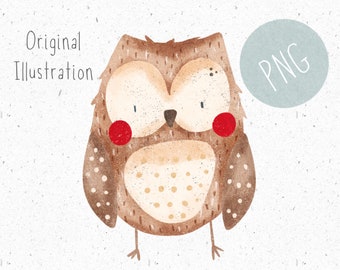 PNG per sublimazione, PNG gufo, PNG abbigliamento per bambini, file PNG bosco, clipart gufo, clipart gufo bosco, PNG uso commerciale, grafica gufo png