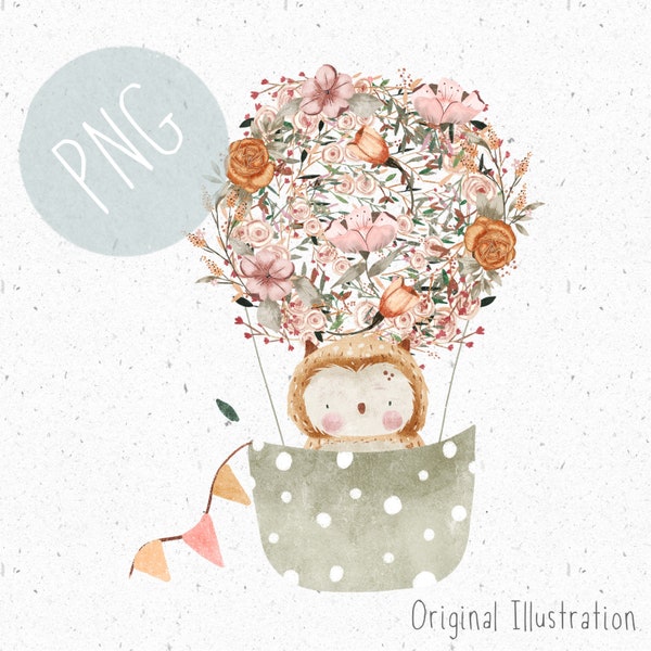 New Baby PNG for Sublimation Cute Owl Clipart for Girls Baby girl PNG Floral Clipart Iron on patch Balloon BOHO baby Clipart Woodland Flower
