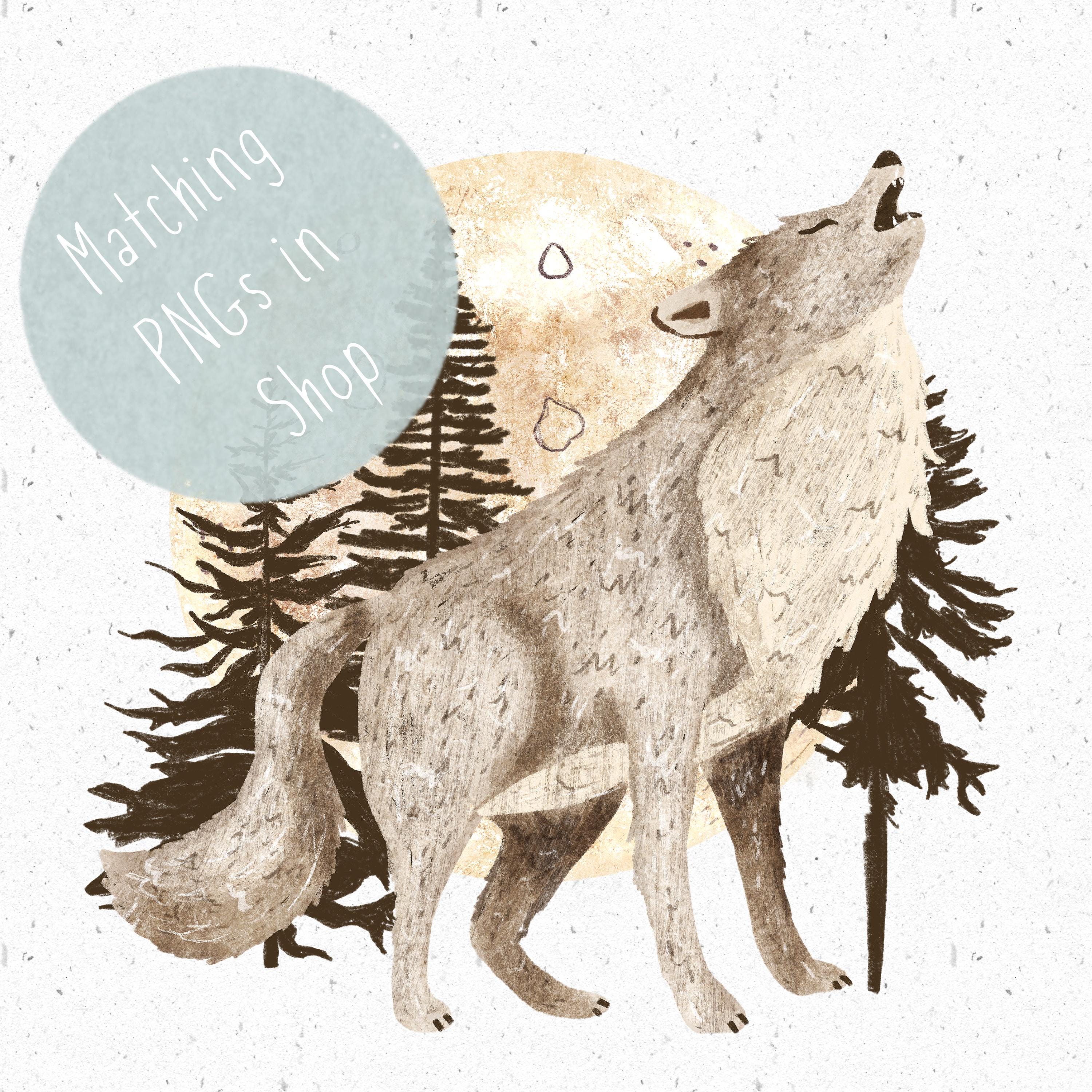 Wolf Seamless Pattern Howling Wolf Repeating Pattern for Fabric Moon ...