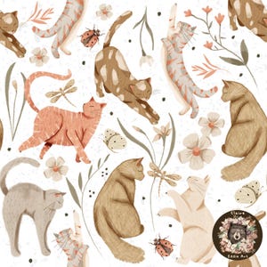 Modèle sans couture de chat mignon chat tigré répétant le motif pour la conception de chats en tissu motif chaton sans couture thème chat motif floral sans couture animal de compagnie