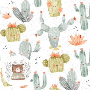 Patrón sin costuras de cactus Archivo sin costuras de cactus Patrón de repetición del desierto para tela lindo Cactus sin costuras BOHO Patrón para niños Patrón de naturaleza comercial