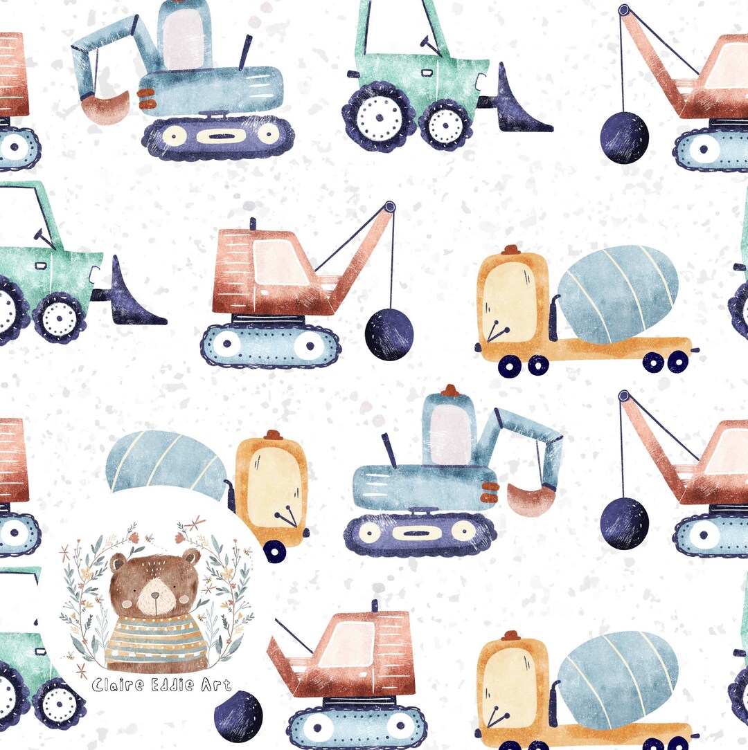 Transportation Seamless File Digger Repeat Pattern for Fabric Building ...