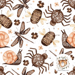Insect Seamless Pattern Bug Digital Paper Dragonfly seamless pattern Bumble bee Design Snail Repeat Pattern for fabric seamless Spider file