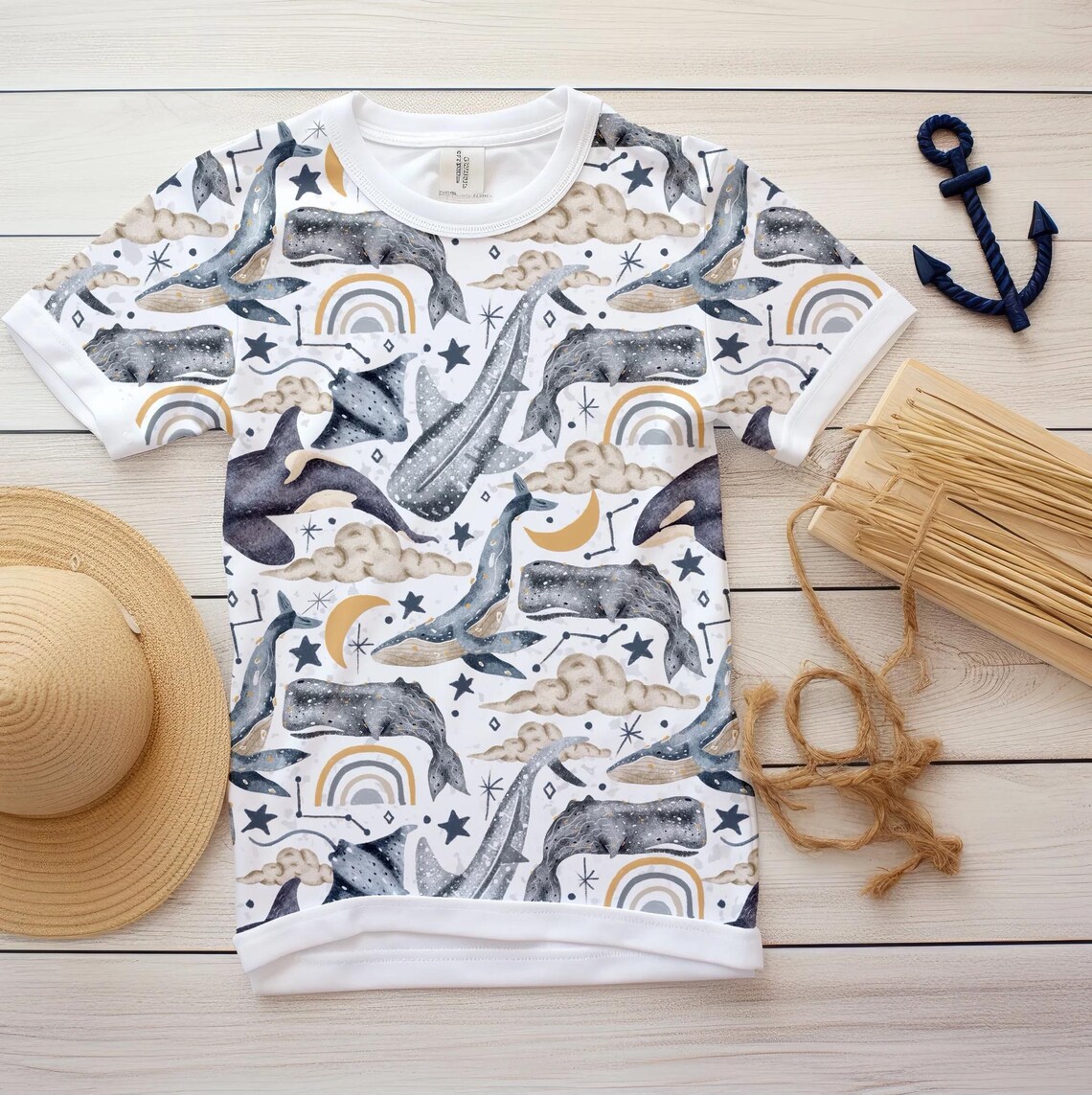 Nautical Seamless Pattern Whale Digital Paper Blue Whale Repeat Pattern ...