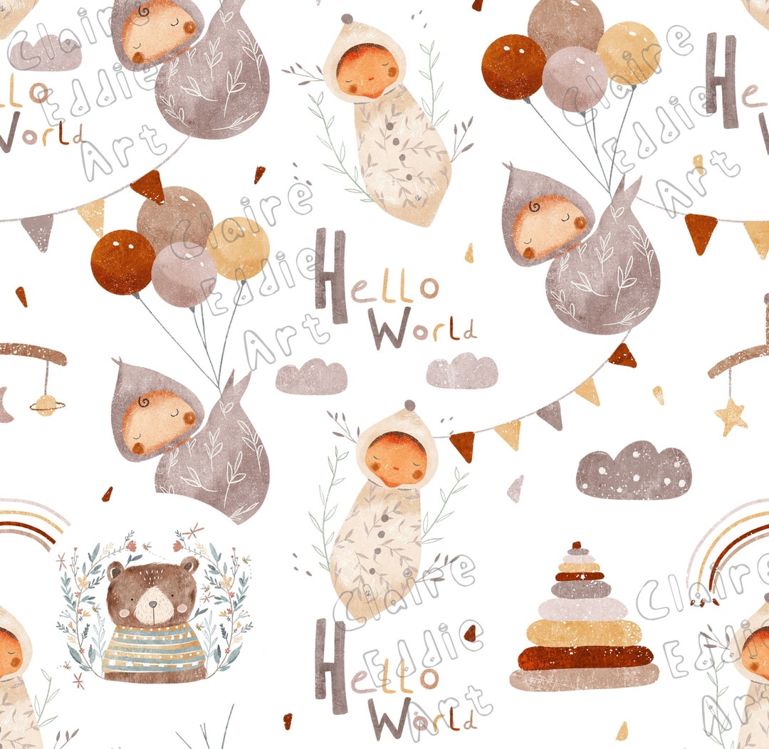 Babyish Pattern Seamless Pattern New Baby Seamless Digital Paper Newborn Repeat Pattern ...