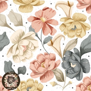 Patrón floral sin costuras, papel digital sin costuras de flores silvestres, papel para álbum de recortes floral de verano, patrón de repetición de primavera para tela, lirio sin costuras