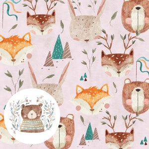 Rose Seamless Pattern Forest Animals Seamless Digital Paper Cottagecore fichier sans couture Ours motif de répétition pour tissu Fox modèle sans couture