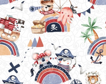 Pirate Seamless File Boys repeat pattern for fabric Pirate Ship sublimation Nautical digital paper underwater seamless pattern Rainbow