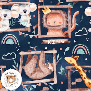 Seamless Pattern Lion Digital Paper Jungle Scrapbook Paper Sloth Repeat Pattern for fabric Koala Seamless Giraffe pattern Safari seamless