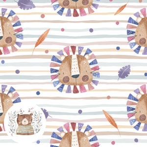 Motif sans couture Lion papier numérique BOHO motif de répétition pour tissu Lion Scrapbooking Paper Girls Motif sans couture Safari rayures pastel transparentes