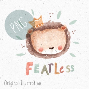 PNG para sublimación León PNG Lindo León Clipart Fearless Graphic Jungle cat Clipart Safari PNG León sublimación Cabeza de león Clipart niños