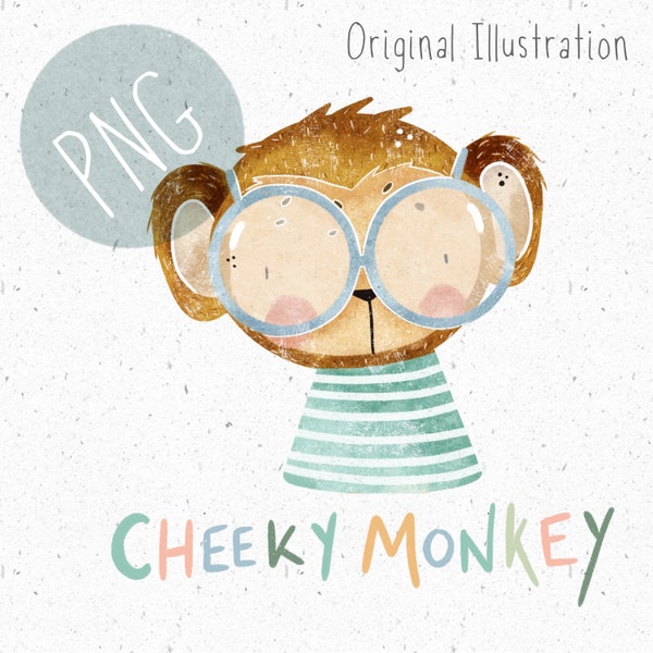 PNG for Sublimation Cheeky Monkey Clipart Safari PNG Cute Monkey Clipart baby clothing PNG New baby sublimation monkey Kids sublimation
