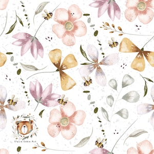 Patrón floral sin costuras Flores silvestres Papel digital sin costuras Verano Floral Scrapbook Papel Primavera Repetir patrón para tela Gráfico de flor rosa
