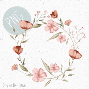 Floral umgeben PNG für Sublimation Blumenkranz Clipart PNG Frühling Blumenrahmen Clipart Blumenrand Wildblumengirlande Blumentransfer