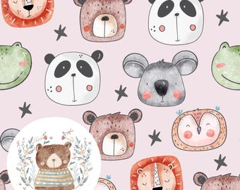 Cute Animal repeat pattern for fabric Safari digital paper Koala seamless file Jungle pattern Panda seamless BOHO patterns for Girls Pink