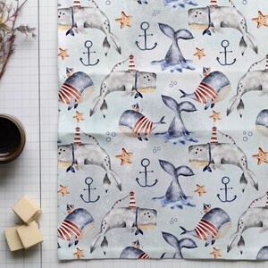 Sailor Seamless Pattern Whale Digital Paper Nautical Theme Repeat ...