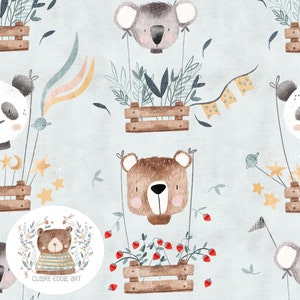 Kid Seamless Pattern Cure Animal Seamless Digital Paper Koala Archivo sin costuras Panda Repetir patrón para tela Oso sin costuras Patrón Comercial
