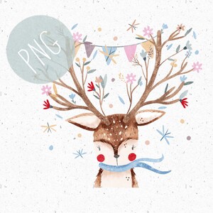 PNG for Sublimation Stag PNG Baby Clothing Cute Deer png Woodland Clipart Girls png Fawn Clipart floral png Birthday Clipart Forest animals