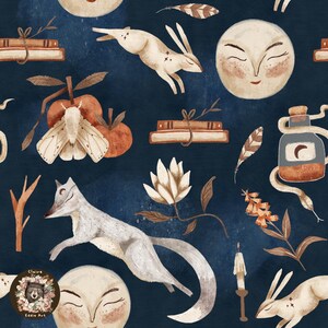 Motif de répétition céleste numérique Cottagecore nuit sans couture pour tissu magique motif papillon de nuit sans couture motif serpent loup sans couture