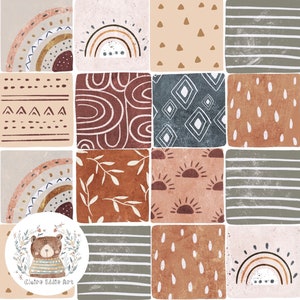 Patrón sin costuras de patchwork Patrón repetitivo BOHO para tela Patchwork Edredón Sublimación Impresión de tela abstracta Cuadrados Archivo sin costuras Arcoíris