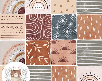 Patchwork Seamless Pattern BOHO repeating pattern for fabric Patchwork Quilt sublimation Abstract Fabric Print Squares Seamless file Rainbow