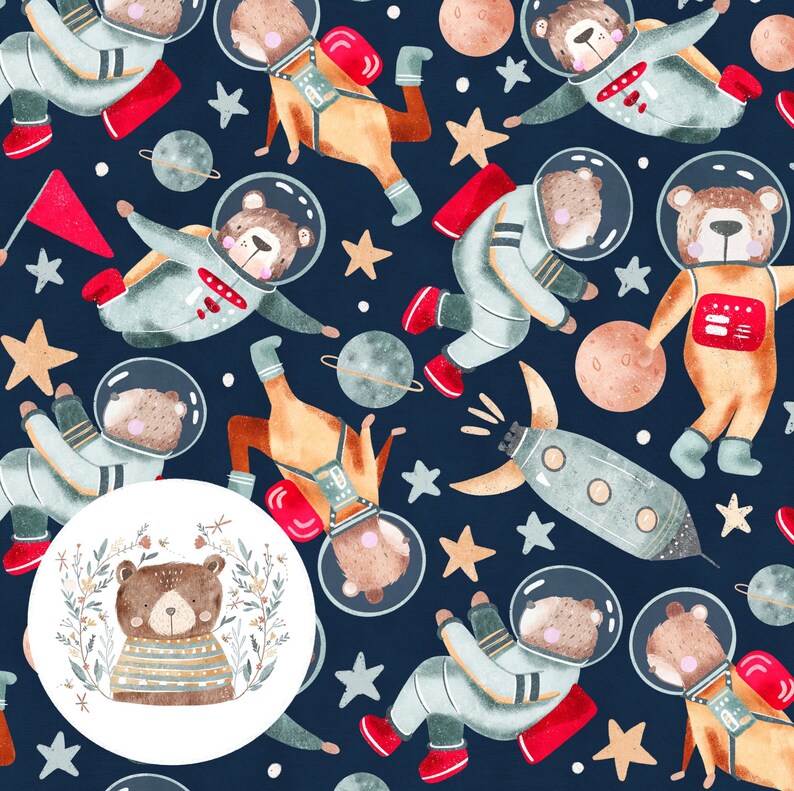 Space Seamless Pattern Astronaut Seamless Digital Paper Space Repeat ...