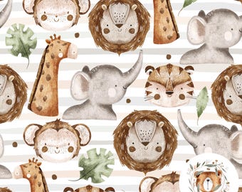 Djungel sömlöst mönster apa digitalt papper tiger upprepat mönster för tyg elefant sömlöst giraffmönster vilda djur sömlös safari