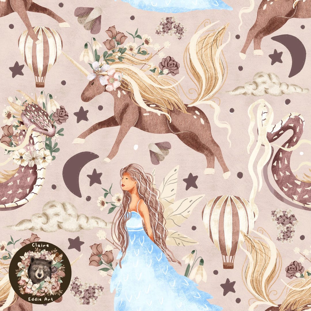 Dragon Seamless Pattern Girls Dragon Repeating Pattern for Fabric ...