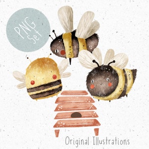 4 PNG's voor sublimatie, Bumble Bee PNG set, PNG babykleding, schattige Bee pngs, Insect Clipart, Bee Clipart, png Commercial, png hommel set